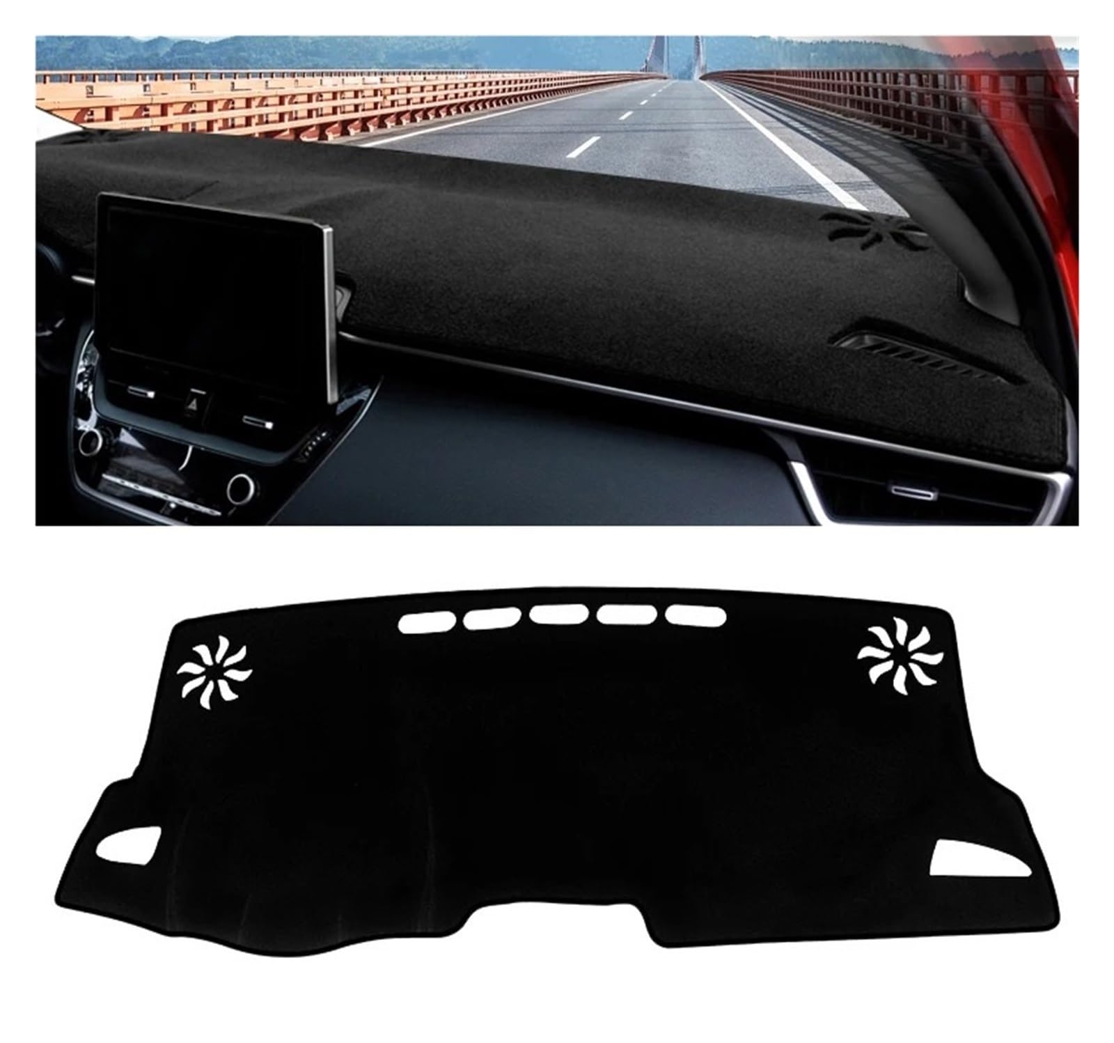 Armaturenbrett-Matte Für Toyota Für Corolla E210 2019 2020 2021 2022 2023 2024 Für Hybrid Auto Dashboard Abdeckung Dash Matte Sonnenschutz Pad Anti-Uv Armaturenbrettmatte(A Black Side LHD) von TjOta
