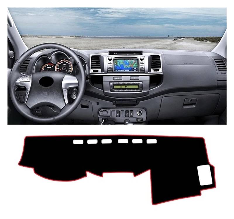 Armaturenbrett-Matte Für Toyota Für Hilux SW4 Für Fortuner AN10 AN20 AN30 AN50 AN60 2005-2014 Auto Dashboard Abdeckung Sonnenschutz Matten Vermeiden Licht Pads Armaturenbrettmatte(LHD Red Side) von TjOta