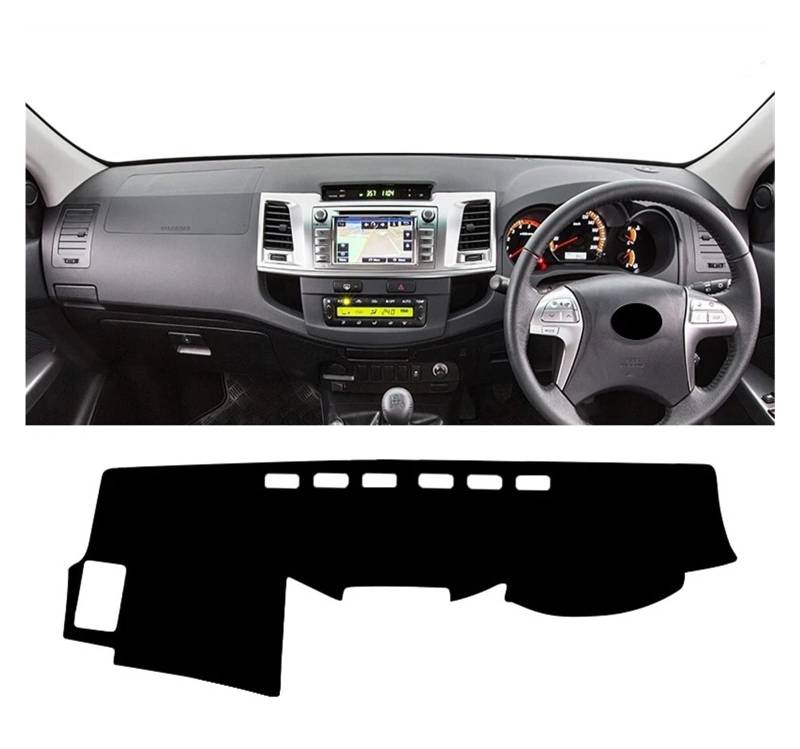 Armaturenbrett-Matte Für Toyota Für Hilux SW4 Für Fortuner AN10 AN20 AN30 AN50 AN60 2005-2014 Auto Dashboard Abdeckung Sonnenschutz Matten Vermeiden Licht Pads Armaturenbrettmatte(RHD Black Side) von TjOta