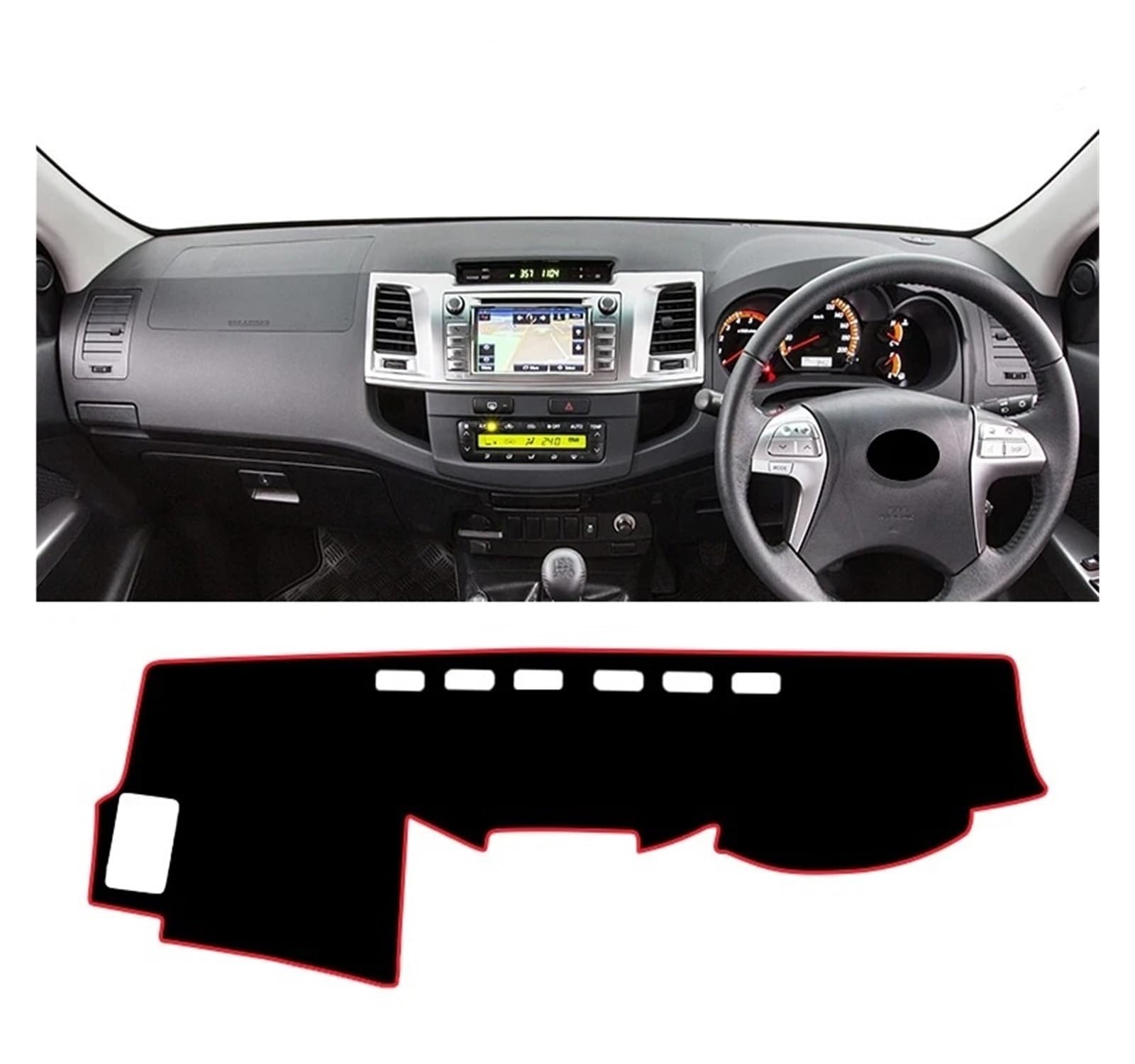Armaturenbrett-Matte Für Toyota Für Hilux SW4 Für Fortuner AN10 AN20 AN30 AN50 AN60 2005-2014 Auto Dashboard Abdeckung Sonnenschutz Matten Vermeiden Licht Pads Armaturenbrettmatte(RHD Red Side) von TjOta
