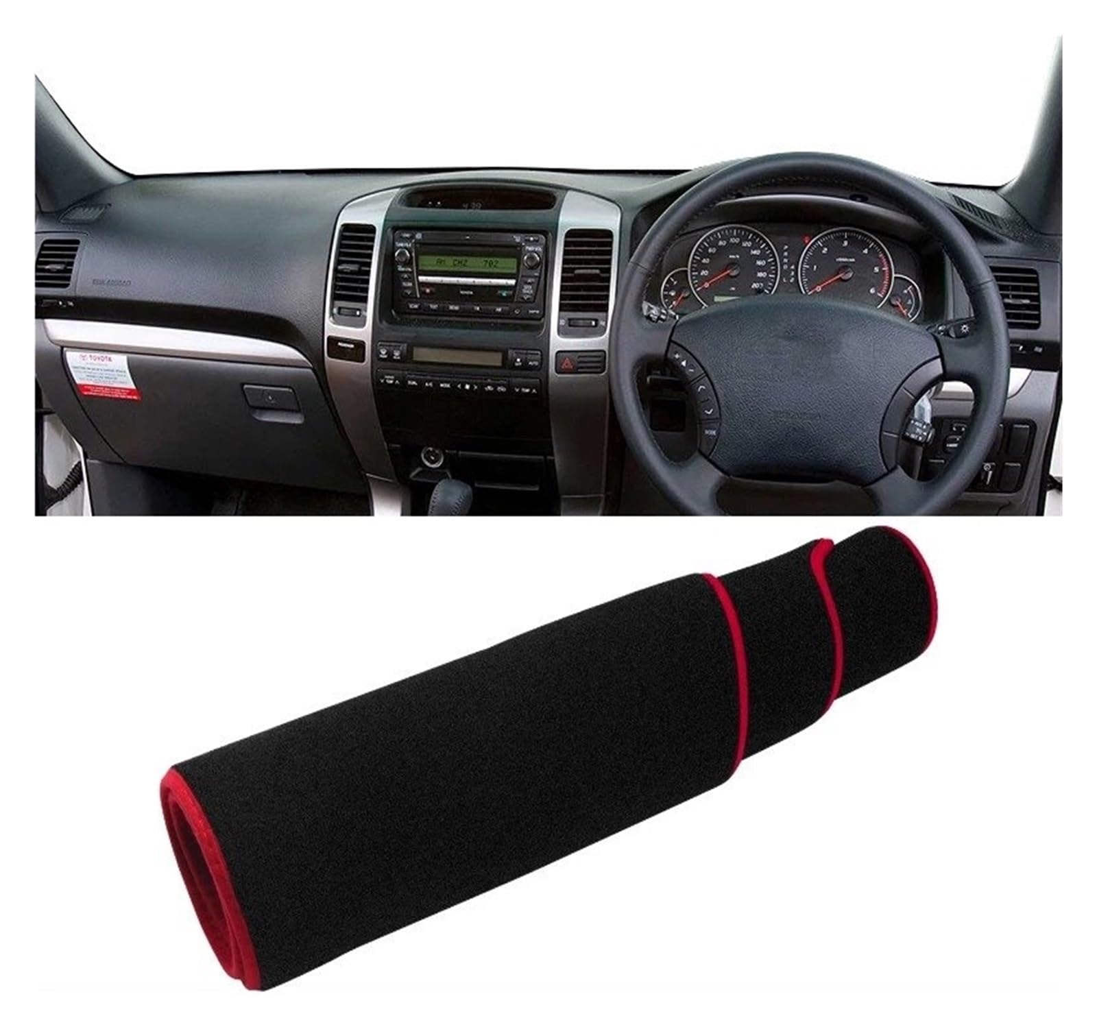 Armaturenbrett-Matte Für Toyota Für Land Für Cruiser Für Prado 120 FJ120 2003-2009 Auto Dashboard Abdeckung Dash Sonnenschutz Pad Zubehör Armaturenbrettmatte(RHD Red Side) von TjOta