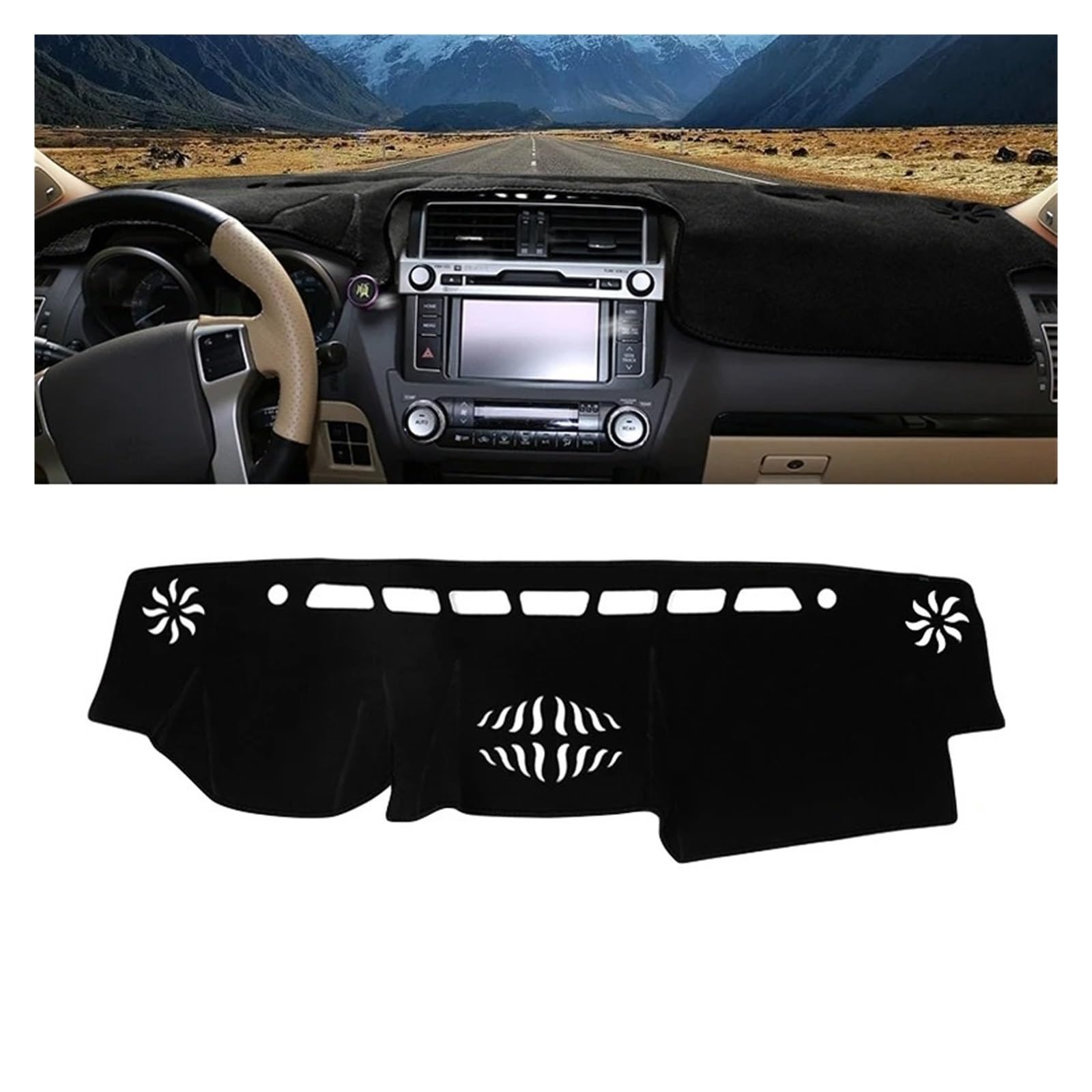 Armaturenbrett-Matte Für Toyota Für Land Für Cruiser Für Prado 150 FJ150 2010-2020 Auto Dashboard Abdeckung Dash Matte Sonnenschutz Nicht-Slip Pad Zubehör Armaturenbrettmatte(A Black Side LHD) von TjOta