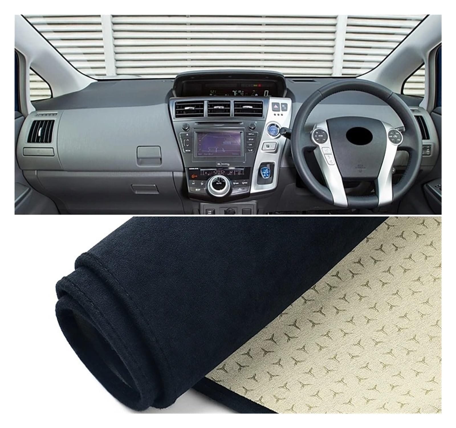 Armaturenbrett-Matte Für Toyota Für Prius V Plus Für Alpha Für Hybrid 2012-2019 Auto Dashboard Abdeckung Sonnenschutz Pad Zubehör Armaturenbrettmatte(B RHD Black) von TjOta