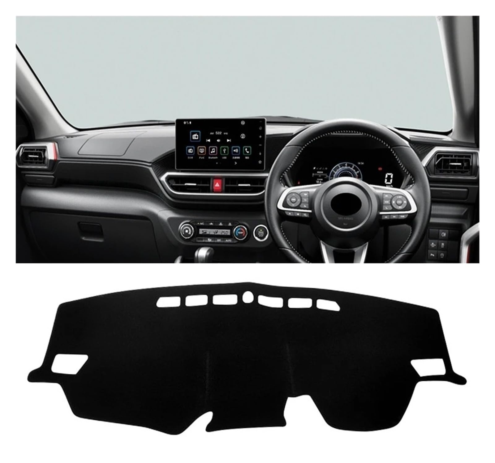 Armaturenbrett-Matte Für Toyota Für Raize Für Daihatsu Für Rocky A200 2019-2024 Auto Dashboard Abdeckungen Matte Sonnenschutz Nicht-Slip Pad Zubehör Armaturenbrettmatte(RHD Black Side) von TjOta