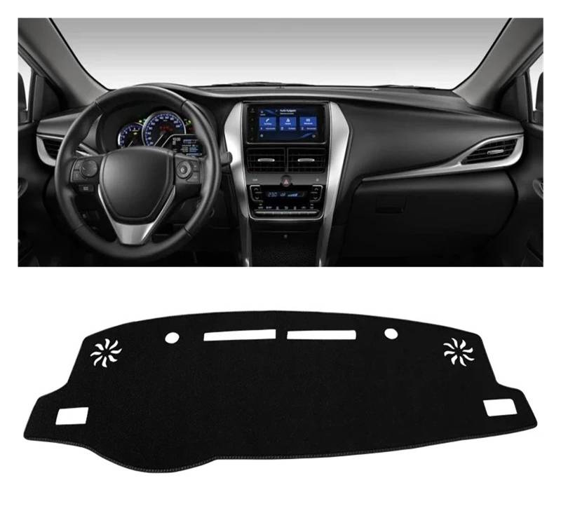 Armaturenbrett-Matte Für Toyota Für Vios 2019 2020 2021 2022 2023 Auto Dashboard Abdeckung Dash Matte Sonnenschutz Nicht-Slip Pad Zubehör Armaturenbrettmatte(A LHD Black Side) von TjOta