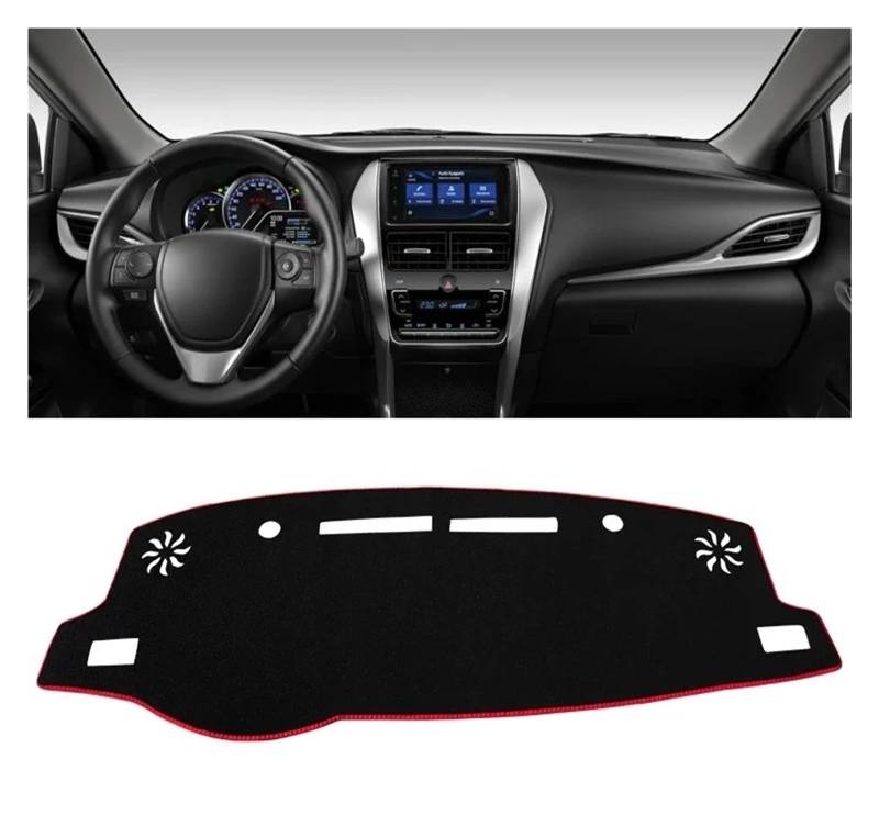 Armaturenbrett-Matte Für Toyota Für Vios 2019 2020 2021 2022 2023 Auto Dashboard Abdeckung Dash Matte Sonnenschutz Nicht-Slip Pad Zubehör Armaturenbrettmatte(A LHD Red Side) von TjOta