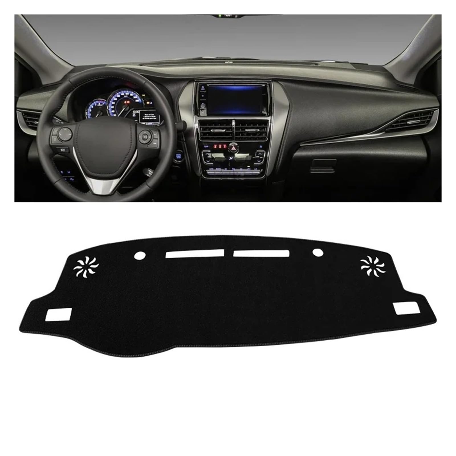 Armaturenbrett-Matte Für Toyota Für Yaris Für Ativ 2019 2020 2021 2022 2023 Auto Dashboard Abdeckung Dash Matte Sonnenschutz Nicht-Slip Pad Zubehör Armaturenbrettmatte(A LHD Black Side) von TjOta