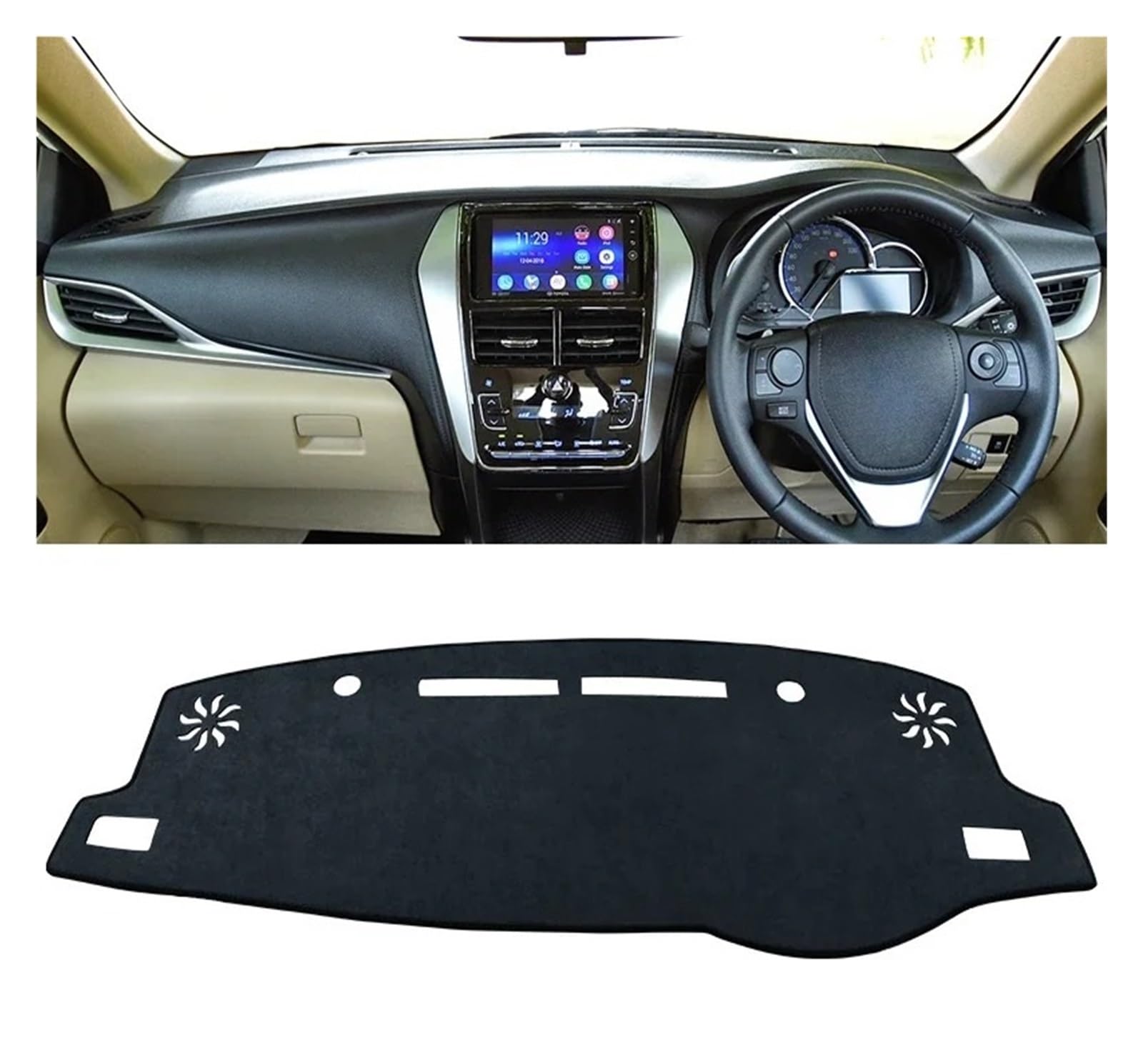 Armaturenbrett-Matte Für Toyota Für Yaris Für Ativ 2019 2020 2021 2022 2023 Auto Dashboard Abdeckung Dash Matte Sonnenschutz Nicht-Slip Pad Zubehör Armaturenbrettmatte(B RHD Black) von TjOta