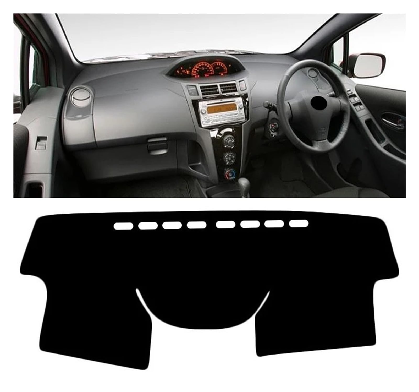 Armaturenbrett-Matte Für Toyota Für Yaris Für Vitz 2006-2011 Auto Dashboard Abdeckung Vermeiden Licht Sonnenschutz Pad Anti-Uv Teppiche Nicht-Slip Matten Armaturenbrettmatte(A Black Side RHD) von TjOta