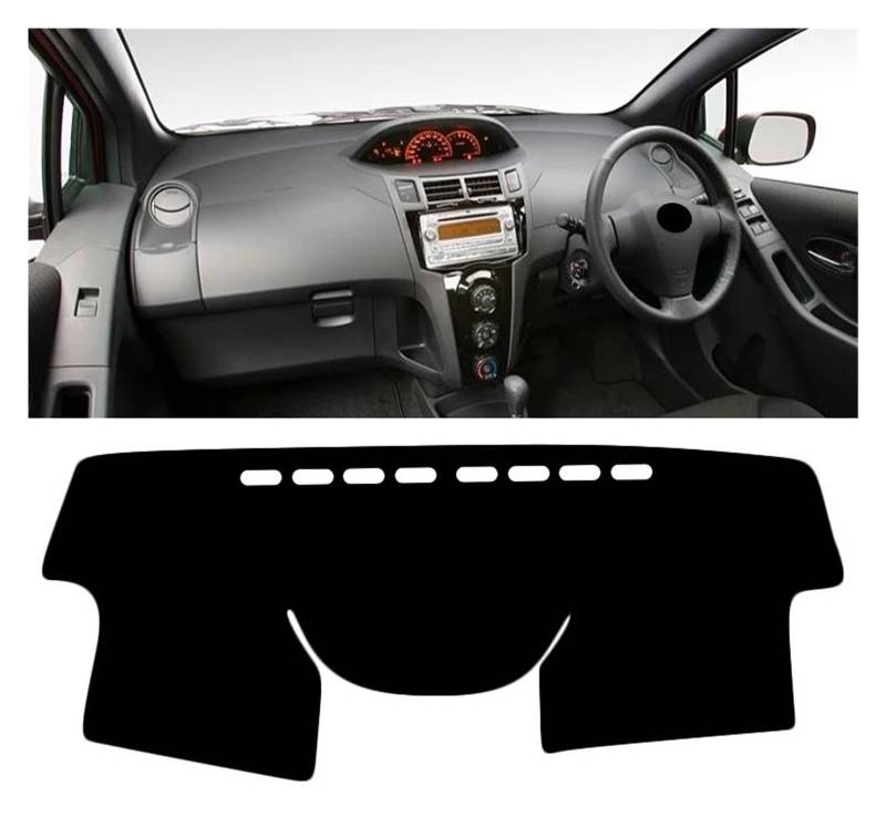 Armaturenbrett-Matte Für Toyota Für Yaris Für Vitz 2006-2011 Auto Dashboard Abdeckung Vermeiden Licht Sonnenschutz Pad Anti-Uv Teppiche Nicht-Slip Matten Armaturenbrettmatte(A Black Side RHD) von TjOta