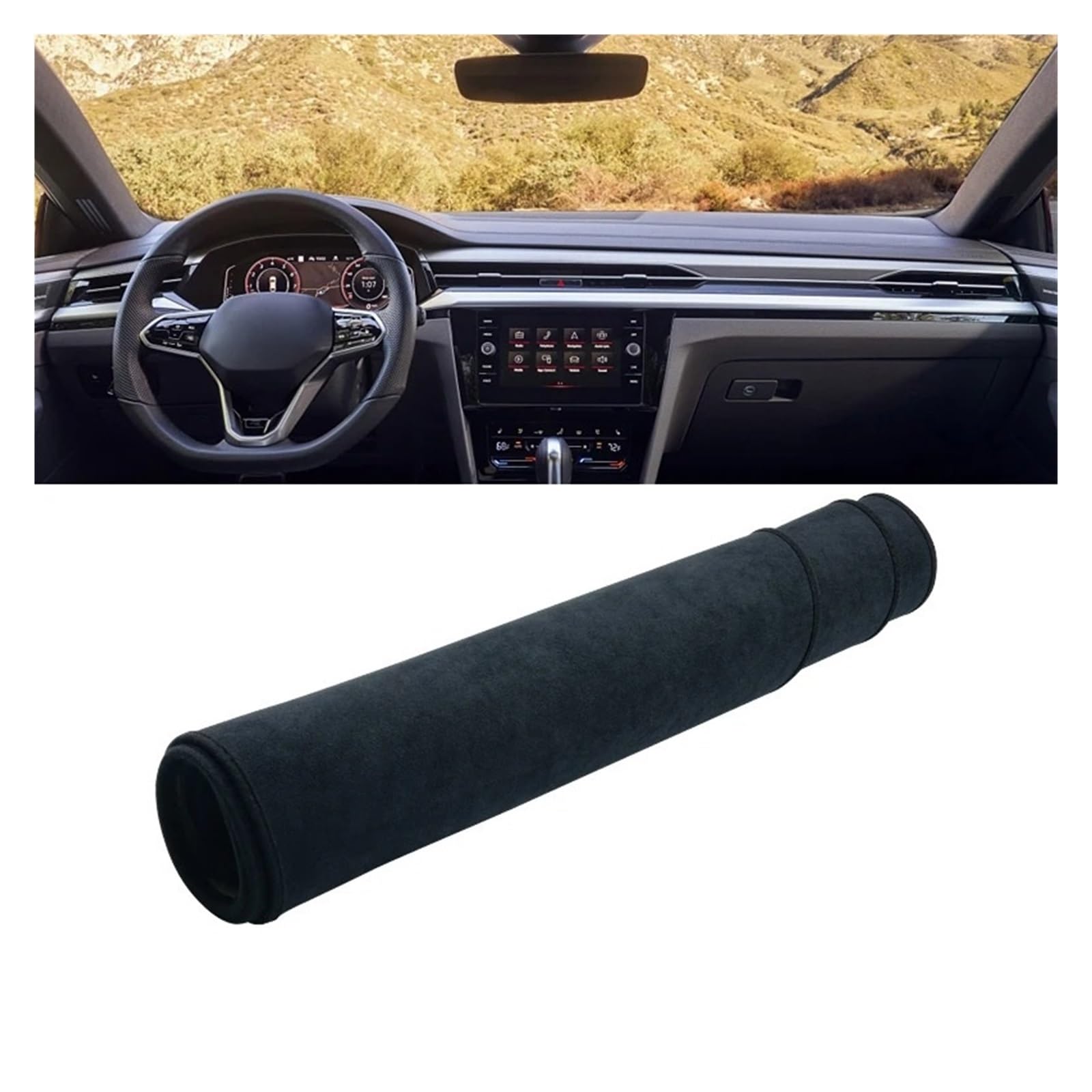 Armaturenbrett-Matte Für VW Für Arteon 2017 2018 2019 2020 2021 2022 LHD Auto Dashboard Abdeckung Dash Matte Sonnenschutz Nicht-Slip Pad Zubehör Armaturenbrettmatte(Black) von TjOta