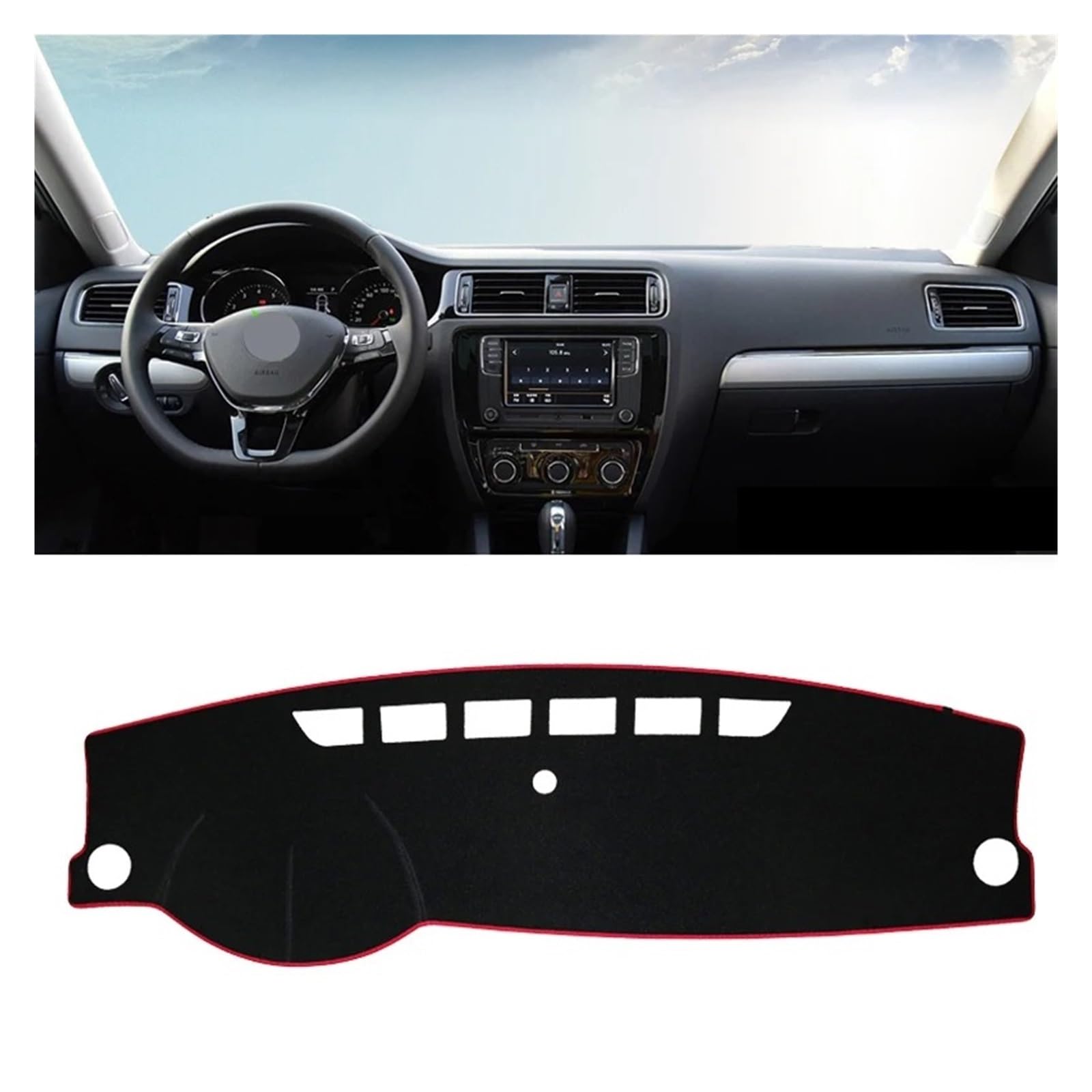 Armaturenbrett-Matte Für VW Für Jetta 6 MK6 Für A6 2011-2018 LHD Auto Dashboard Vermeiden Licht Pad Instrument Plattform Schreibtisch Abdeckung Matten Teppiche Armaturenbrettmatte(Red Side) von TjOta