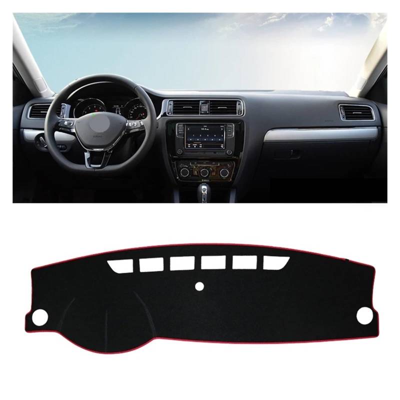 Armaturenbrett-Matte Für VW Für Jetta 6 MK6 Für A6 2011-2018 LHD Auto Dashboard Vermeiden Licht Pad Instrument Plattform Schreibtisch Abdeckung Matten Teppiche Armaturenbrettmatte(Red Side) von TjOta