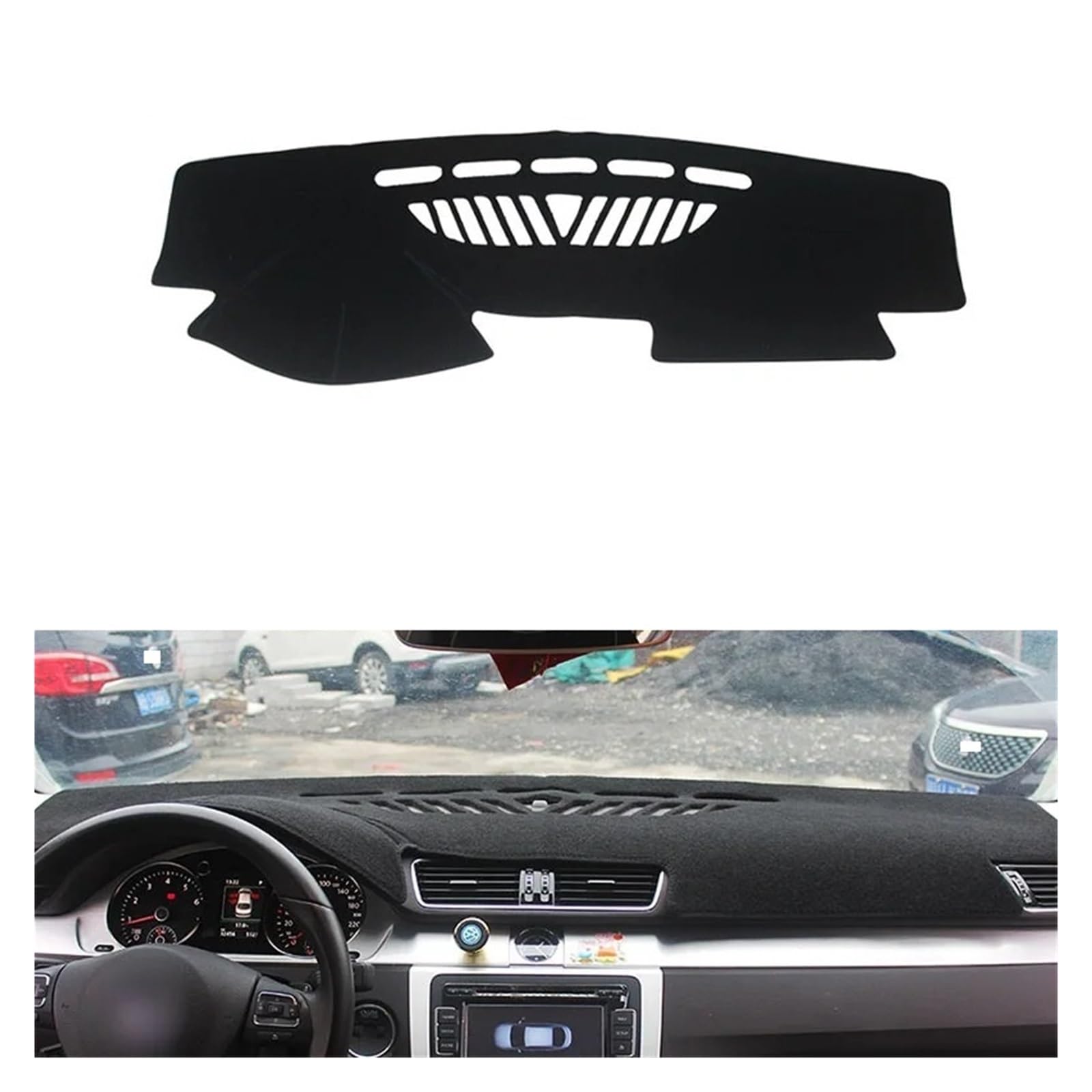 Armaturenbrett-Matte Für VW Für Passat B6 B7 CC 2006-2017 LHD Auto Dashboard Licht Instrument Plattform Schreibtisch Abdeckung Matte Teppiche Armaturenbrettmatte(Black Side) von TjOta