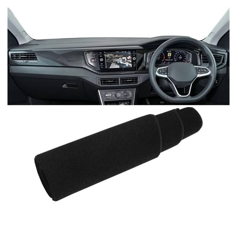 Armaturenbrett-Matte Für VW Für Polo AW AW1 MK6 2017 2018 2019 2020 2021 2022 Auto Dashboard Abdeckung Dash Sonnenschutz Matte Anti-rutsch-Pad Armaturenbrettmatte(A Black Side RHD) von TjOta