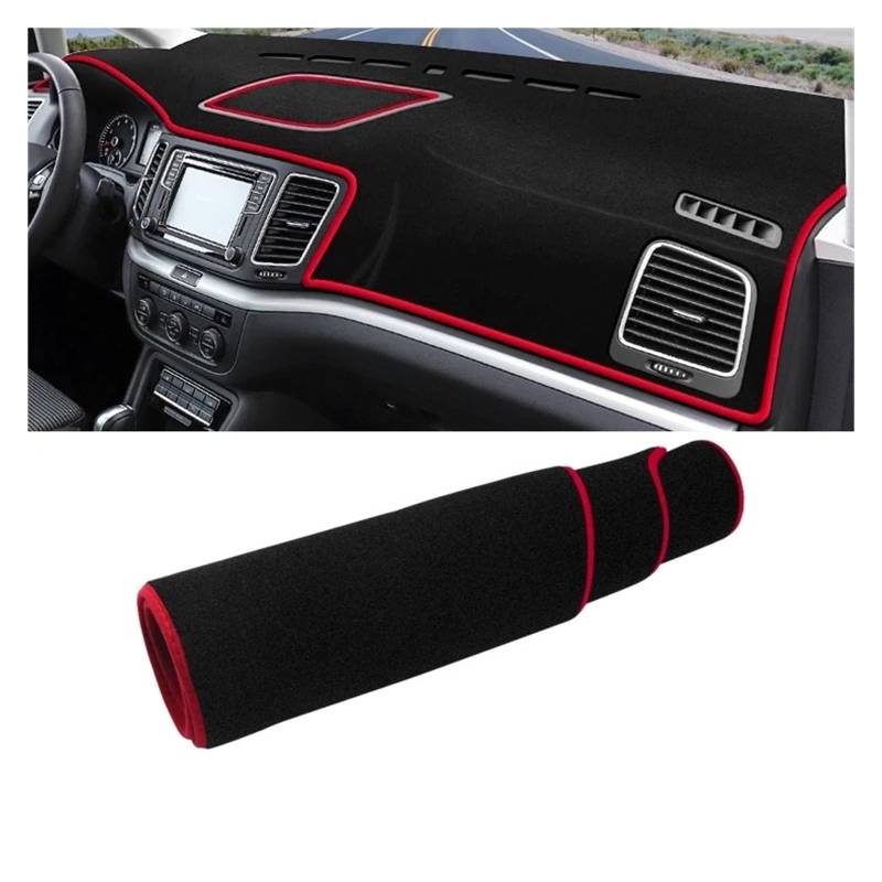 Armaturenbrett-Matte Für VW Für Sharan 7N 2012 2013 2014 2015 2016 2017 2018 2019 LHD Auto Dashboard Abdeckung Dash Sonnenschutz Matte Pad Zubehör Armaturenbrettmatte(A Red Side) von TjOta
