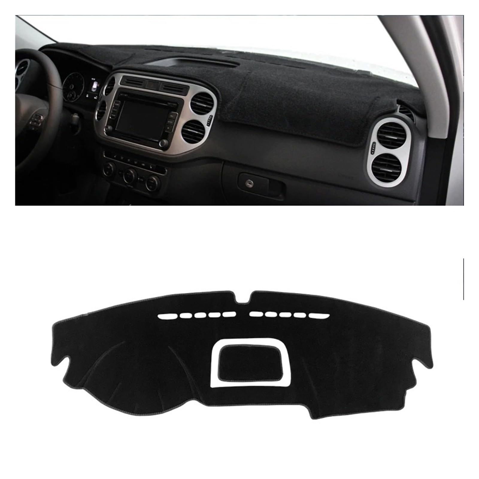 Armaturenbrett-Matte Für VW Für Tiguan MK1 2007 2008 2009 2010 2011 2012 2013 2014 2015 Auto Dashboard Abdeckung Dash Matte Sonnenschutz Pad Zubehör Armaturenbrettmatte(A Black Side LHD) von TjOta