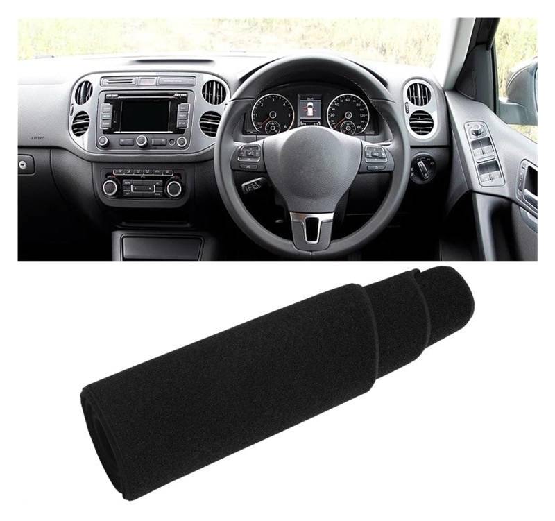 Armaturenbrett-Matte Für VW Für Tiguan MK1 2007 2008 2009 2010 2011 2012 2013 2014 2015 Auto Dashboard Abdeckung Dash Matte Sonnenschutz Pad Zubehör Armaturenbrettmatte(A Black Side RHD) von TjOta