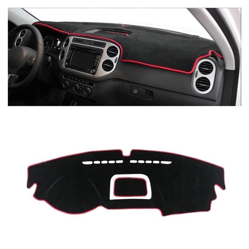 Armaturenbrett-Matte Für VW Für Tiguan MK1 2007 2008 2009 2010 2011 2012 2013 2014 2015 Auto Dashboard Abdeckung Dash Matte Sonnenschutz Pad Zubehör Armaturenbrettmatte(A Red Side LHD) von TjOta