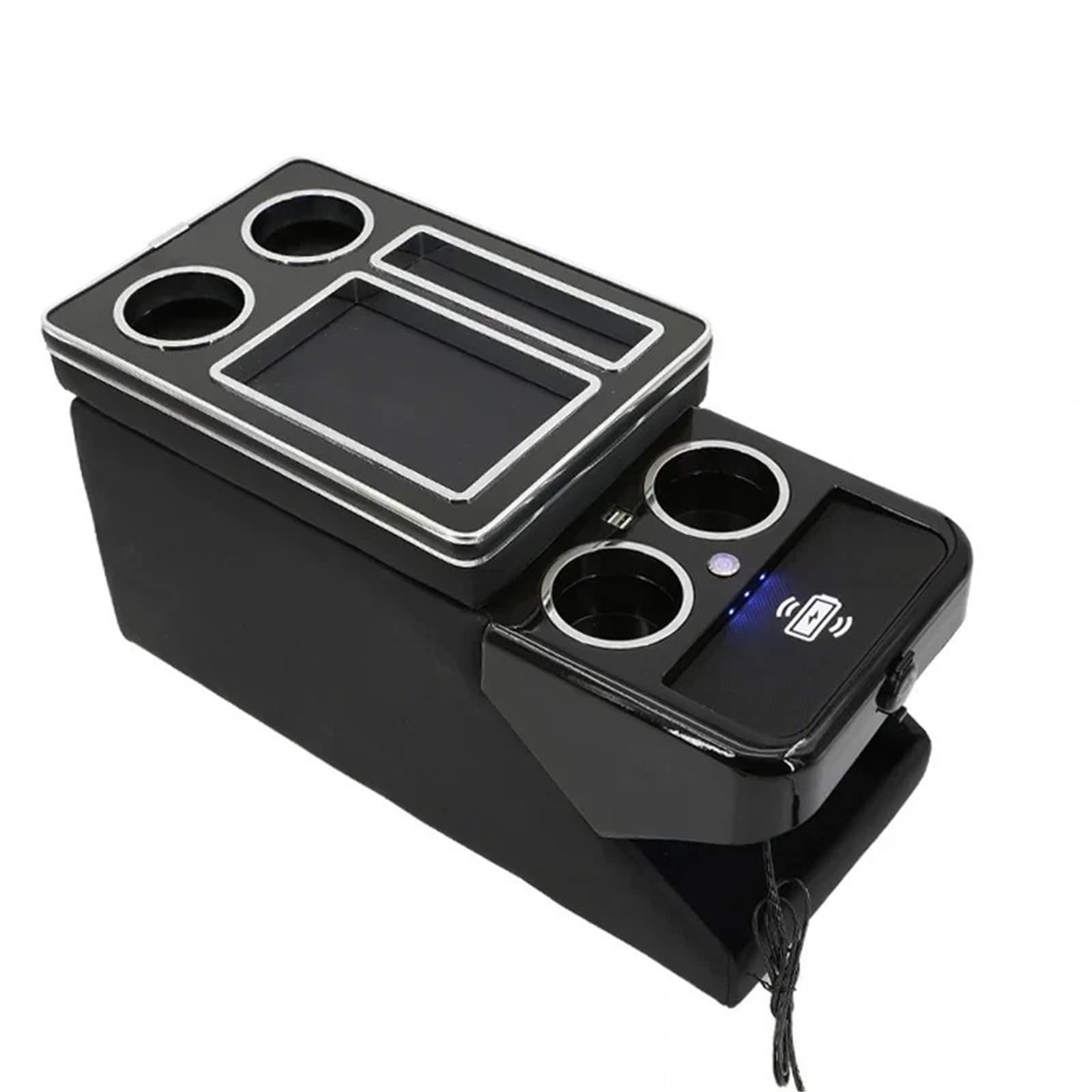 Armlehnenbox FÜR KIA FÜR Sorento 2021 + Mq4 Reihe Vorne Reling Box Set Allgemeine Business Armlehne Zentrale Shop Business Auto Mobile Mittelarmlehne(D Black Wireless) von TjOta