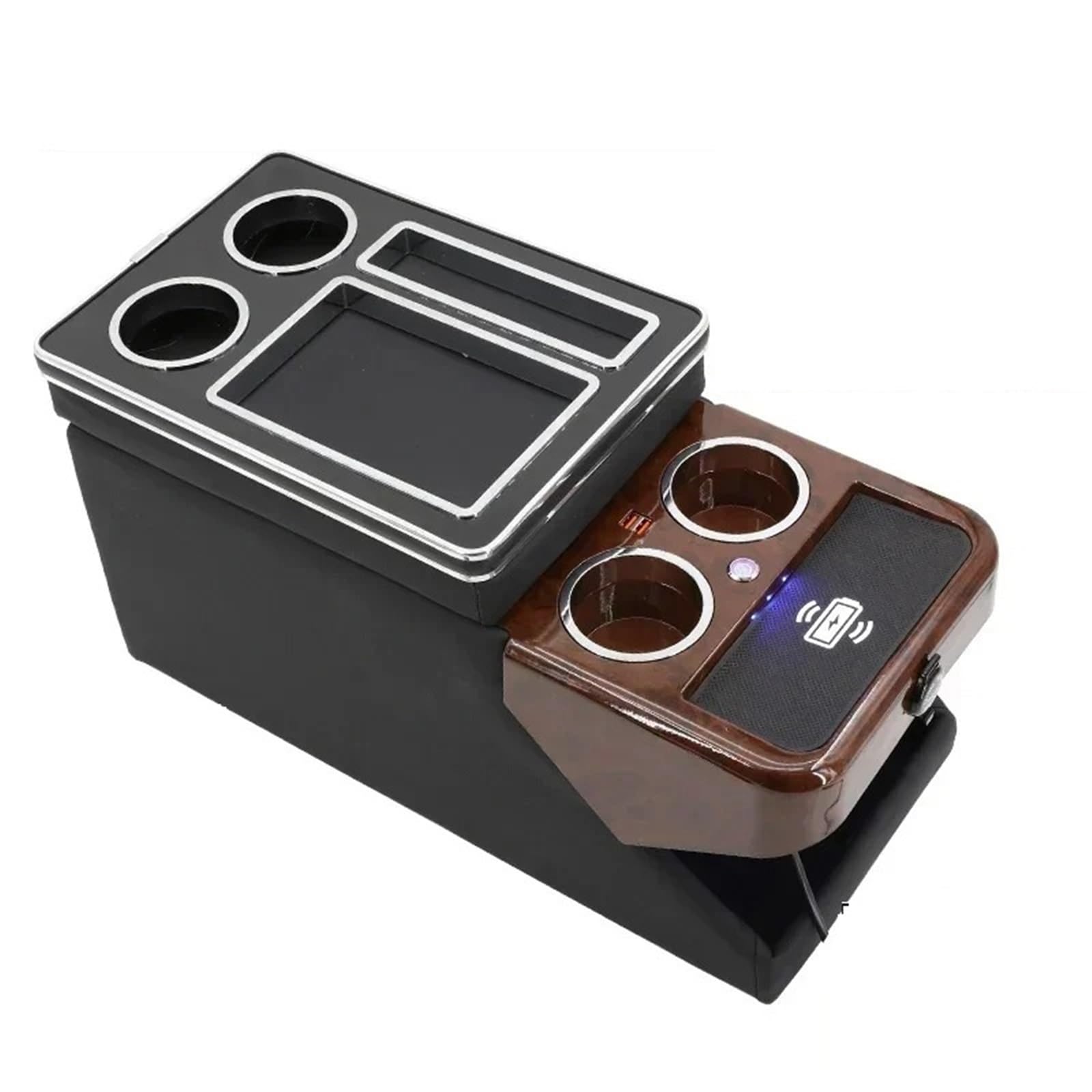 Armlehnenbox FÜR KIA FÜR Sorento 2021 + Mq4 Reihe Vorne Reling Box Set Allgemeine Business Armlehne Zentrale Shop Business Auto Mobile Mittelarmlehne(E Black Wireless) von TjOta