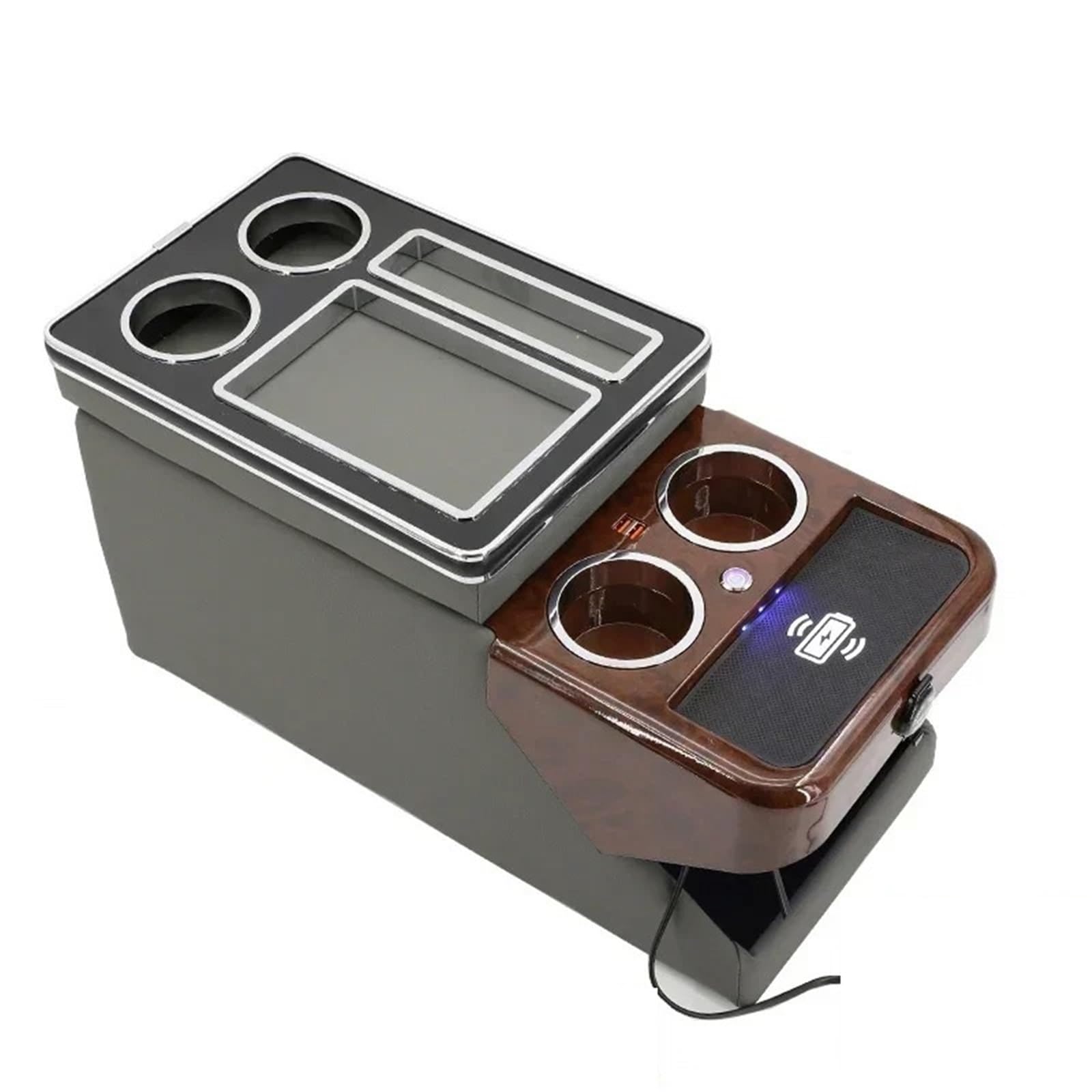 Armlehnenbox FÜR KIA FÜR Sorento 2021 + Mq4 Reihe Vorne Reling Box Set Allgemeine Business Armlehne Zentrale Shop Business Auto Mobile Mittelarmlehne(E Gray Wireless) von TjOta