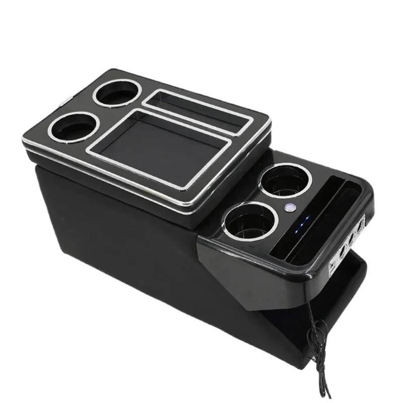 Armlehnenbox FÜR VW FÜR Caravelle FÜR Multivan T4 T5 T6 T7 2000-2023 Reihe Frontgeländerkastensatz Allgemeines Geschäftsarmlehne Zentralspeicher Geschäftswagen Mittelarmlehne(B Black) von TjOta