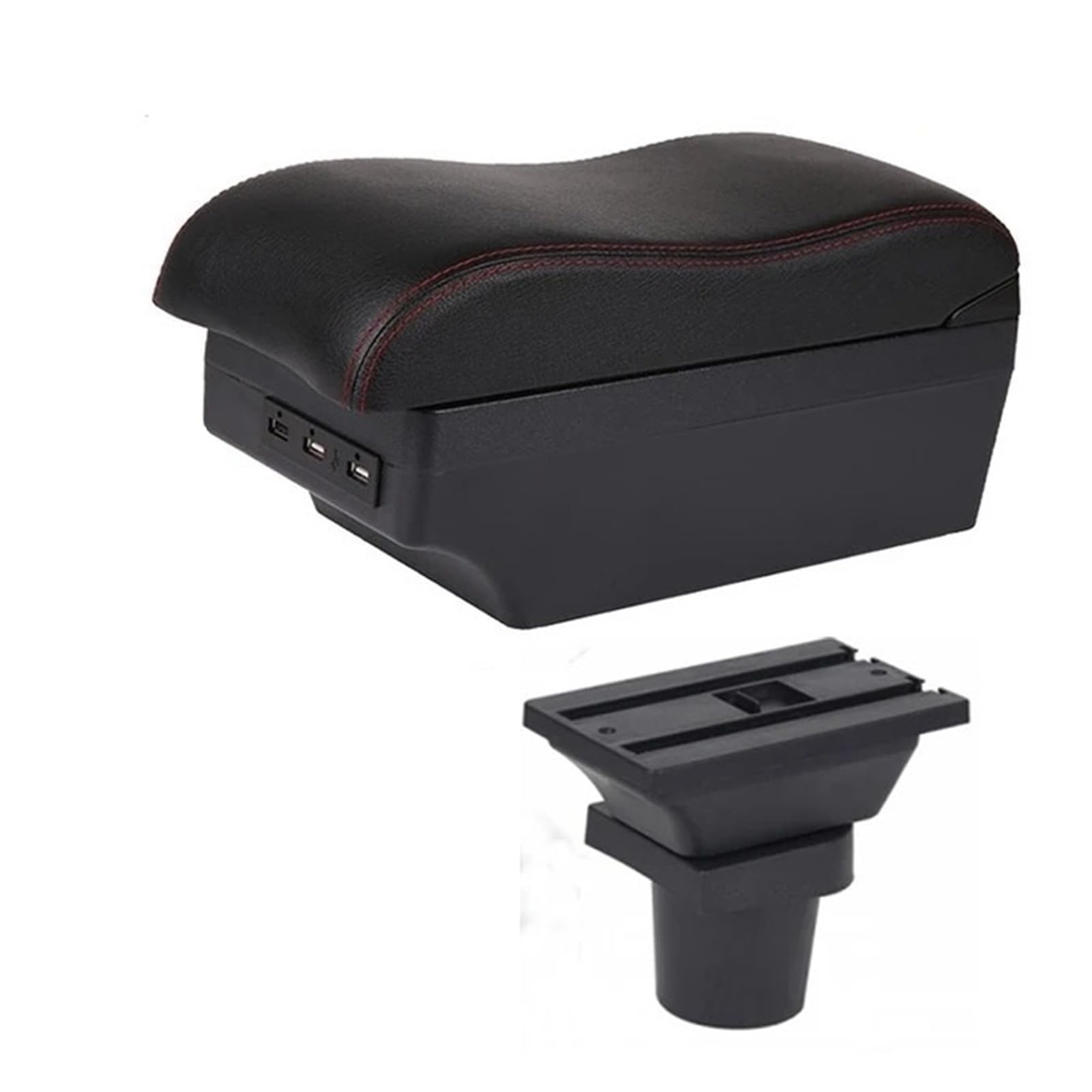 Armlehnenbox Für CR-Z Für CRZ Armlehnenbox Für Arm-Ellenbogenstütze Mittelkonsole Aufbewahrungskoffer Modifikationszubehör Mit Getränkehalter USB-Anschluss Mittelarmlehne(C-Black red line) von TjOta