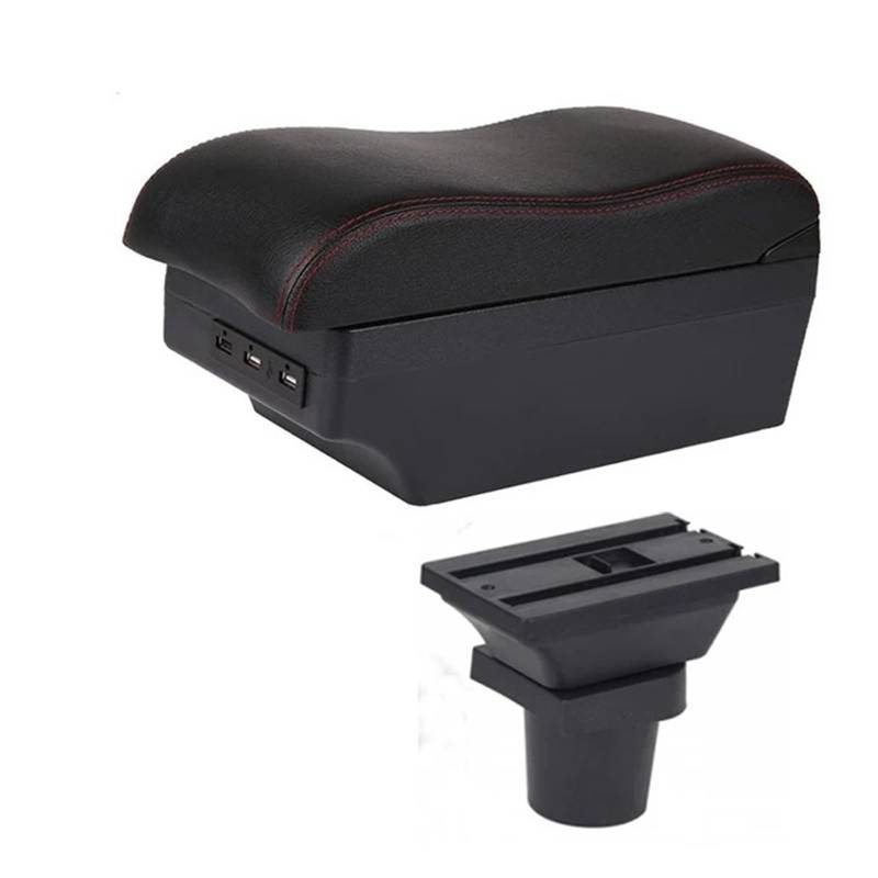 Armlehnenbox Für CR-Z Für CRZ Armlehnenbox Für Arm-Ellenbogenstütze Mittelkonsole Aufbewahrungskoffer Modifikationszubehör Mit Getränkehalter USB-Anschluss Mittelarmlehne(C-Black red line) von TjOta