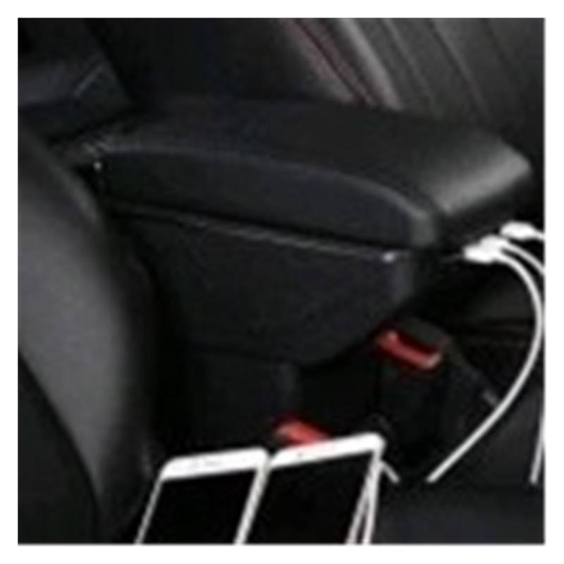 Armlehnenbox Für Chevrolet Für Cobalt Armlehne Box Zentrale Speicher Inhalt Tasse Halter Innen Auto-Styling Produkte Zubehör Mittelarmlehne(Single USB All Black) von TjOta