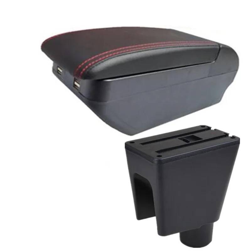 Armlehnenbox Für Chevrolet Für Spark III Für Aveo T200 Konsolen-Aufbewahrungsbox Dekoration Autozubehör Innenteil Armlehnenbox Mittelarmlehne(H Black Red 4 USB) von TjOta