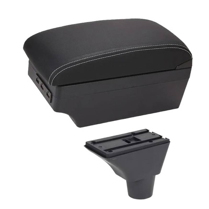 Armlehnenbox Für Civic Ep3 Armlehnenbox Zentrale Speicherinhaltsaufbewahrungsbox Armlehnenbox Mit Getränkehalter USB-Schnittstelle Mittelarmlehne(C-Black White line) von TjOta