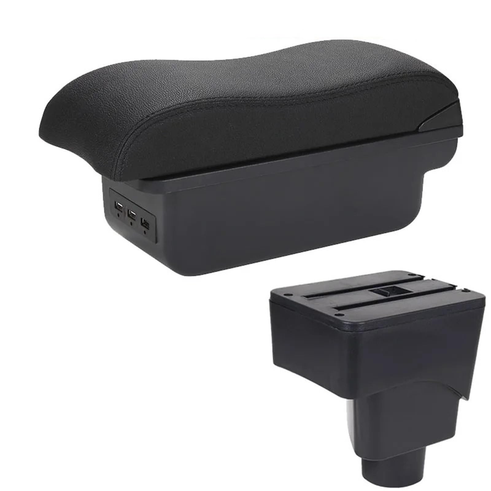 Armlehnenbox Für Ford Für EcoSport 2013-2018 Autoarmlehne Innendetails Nachrüst-Autozubehör Aufbewahrungsbox Armlehnenbox Mittelarmlehne(B2 Black line 3USB) von TjOta