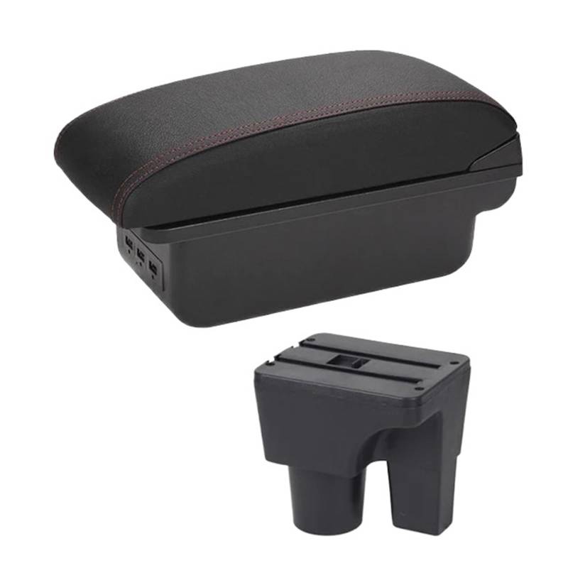 Armlehnenbox Für Geely MK Armlehnenbox Zentralspeicher Inhalt Aufbewahrungsbox Armlehnenbox Mit Getränkehalter USB-Schnittstelle Mittelarmlehne(B-Black red line) von TjOta