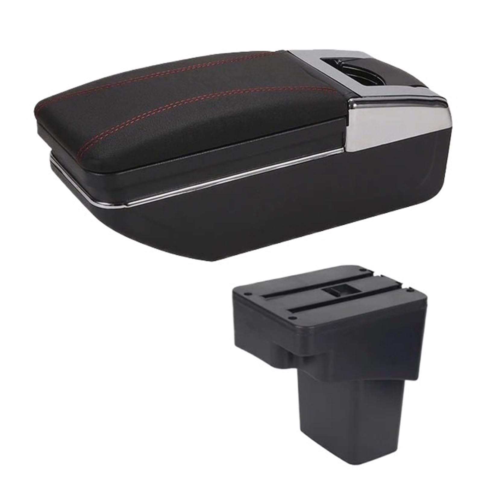 Armlehnenbox Für Hyundai Für Accent RB Für Solaris 2011-2016 2012 2013 2014 2015 Mittelkonsolen-Aufbewahrungsbox Für Armlehne Drehbare Autoarmlehne Mittelarmlehne(A-Black red line) von TjOta