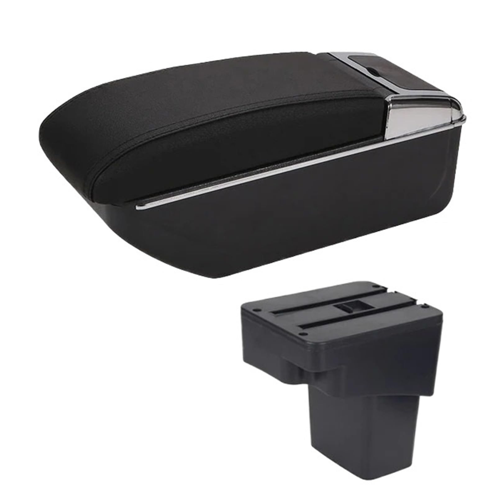 Armlehnenbox Für Hyundai Für Accent RB Für Solaris 2011-2016 2012 2013 2014 2015 Mittelkonsolen-Aufbewahrungsbox Für Armlehne Drehbare Autoarmlehne Mittelarmlehne(B-Black Black line) von TjOta