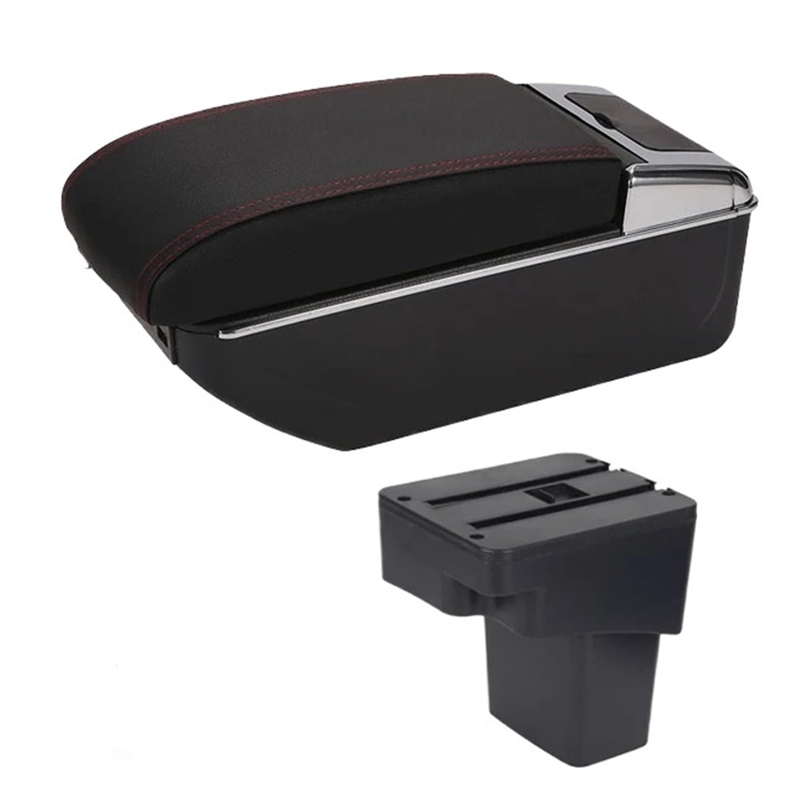 Armlehnenbox Für Hyundai Für Accent RB Für Solaris 2011-2016 2012 2013 2014 2015 Mittelkonsolen-Aufbewahrungsbox Für Armlehne Drehbare Autoarmlehne Mittelarmlehne(D-Black red line) von TjOta