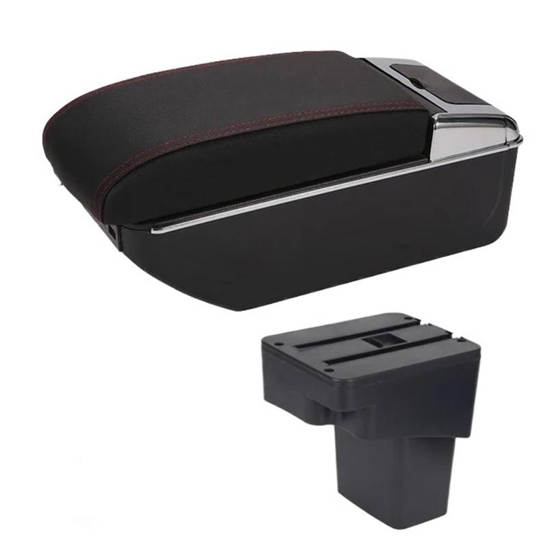 Armlehnenbox Für Hyundai Für Accent RB Für Solaris 2011-2016 2012 2013 2014 2015 Mittelkonsolen-Aufbewahrungsbox Für Armlehne Drehbare Autoarmlehne Mittelarmlehne(D-Black red line) von TjOta