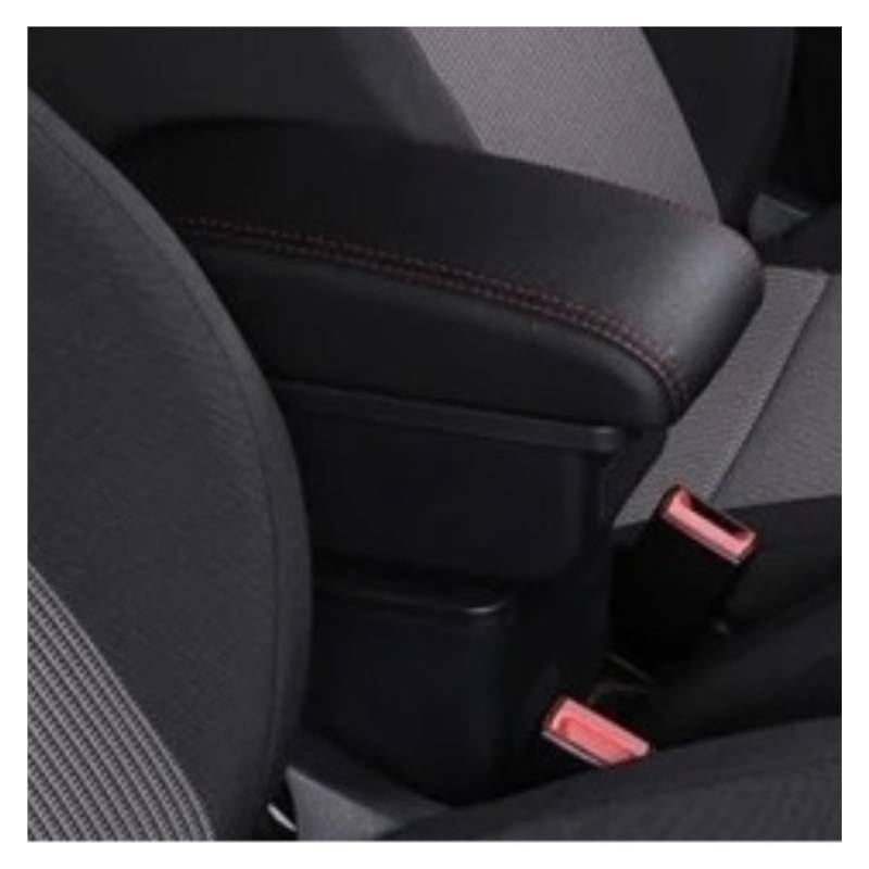 Armlehnenbox Für Land Für Rover Für Frelender2 Für Freelander 2 Armlehnenbox Mittelkonsole Für Arm-Ellenbogenstütze Zentraler Speicherinhalt Mit Getränkehalter USB Mittelarmlehne(A-Black red line) von TjOta