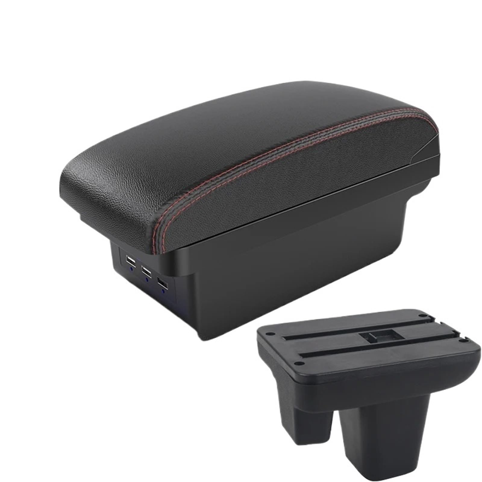 Armlehnenbox Für Morris Für Garagen MG3 Armlehnenbox Mittelkonsole Zentrale Aufbewahrungsbox Für Inhalte Mit Getränkehalter USB Rechtslenker Mittelarmlehne(B1 Black red 3 USB) von TjOta