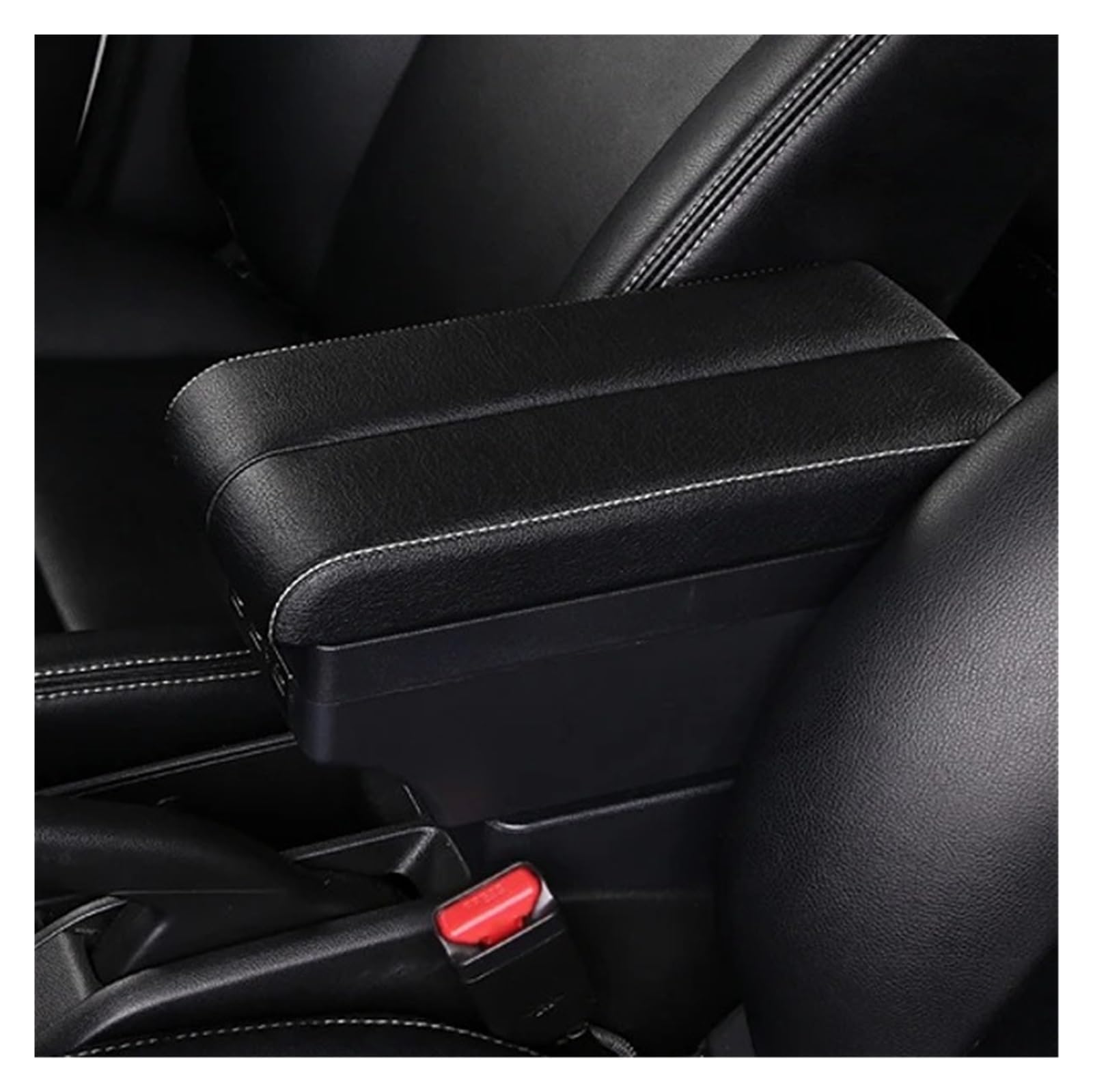 Armlehnenbox Für Nissan Für Juke Armlehnenbox Ellenbogenstütze Mittelkonsolenaufbewahrung Mit Telefonladefunktion USB-Schnittstelle Getränkehalter Mittelarmlehne(A-Black White line) von TjOta