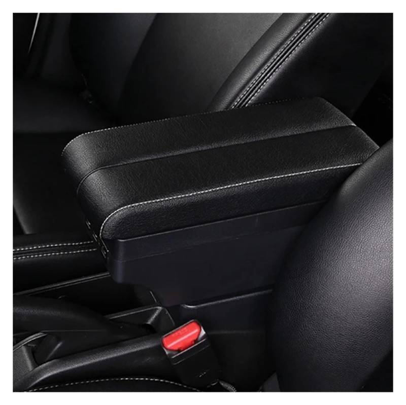 Armlehnenbox Für Nissan Für Juke Armlehnenbox Ellenbogenstütze Mittelkonsolenaufbewahrung Mit Telefonladefunktion USB-Schnittstelle Getränkehalter Mittelarmlehne(A-Black White line) von TjOta
