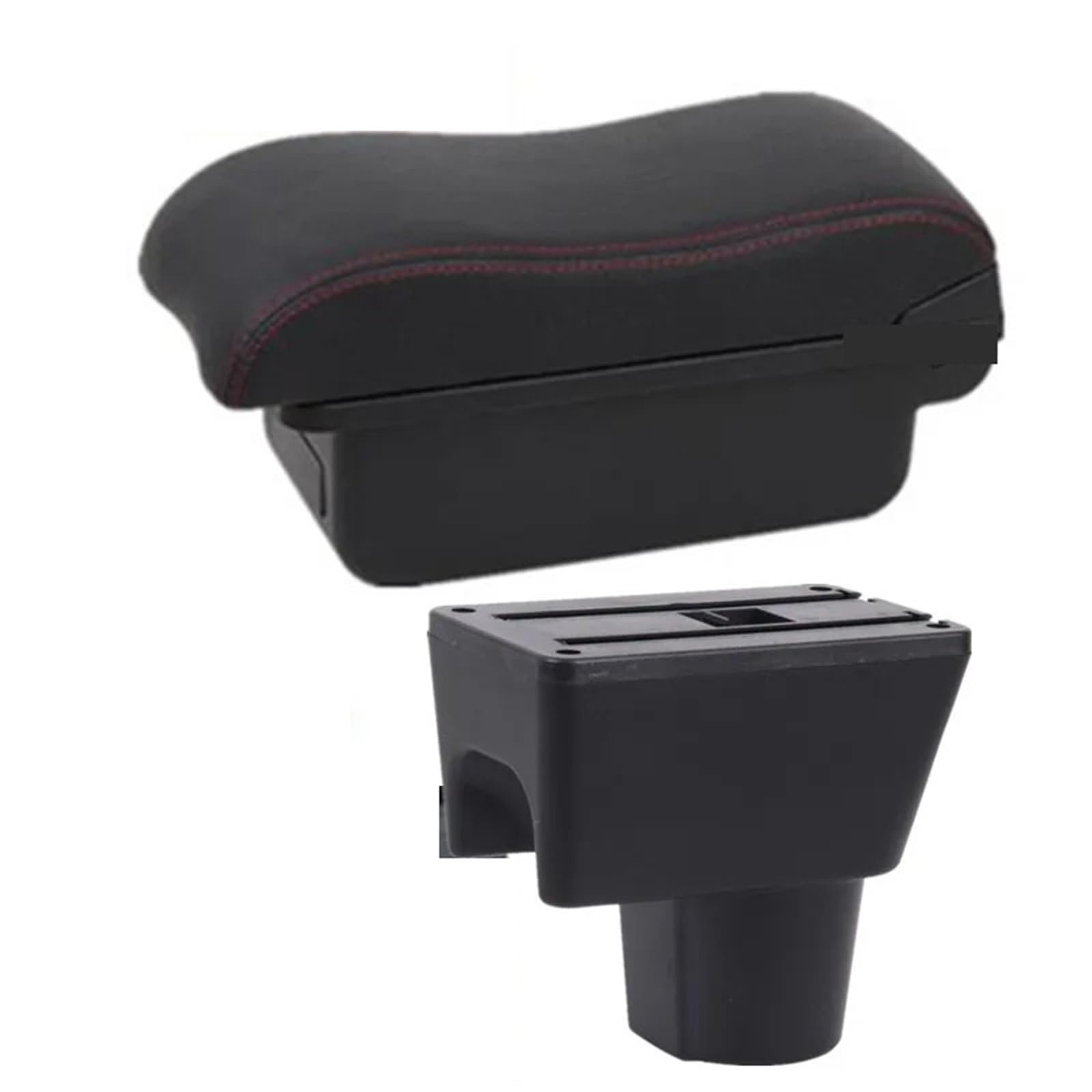 Armlehnenbox Für Nissan Für Terrano 3 2010-2018 Autoarmlehnenbox Gebogene Oberfläche Autozubehör Armlehnenbox Mittelarmlehne(A red line No USB) von TjOta