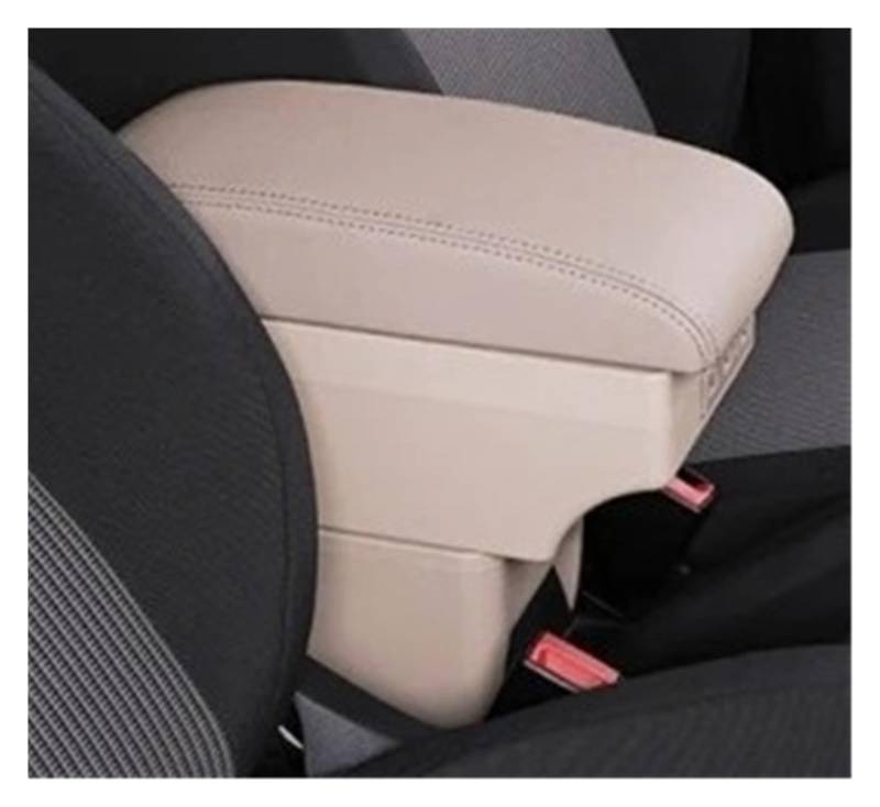 Armlehnenbox Für Peugeot 206 207 CC Cabrio Armlehnenbox Für Arm- Und Ellenbogenstütze Mittelkonsole Aufbewahrungskoffer Zubehör Mit Getränkehalter USB-Anschluss Mittelarmlehne(C-Beige) von TjOta