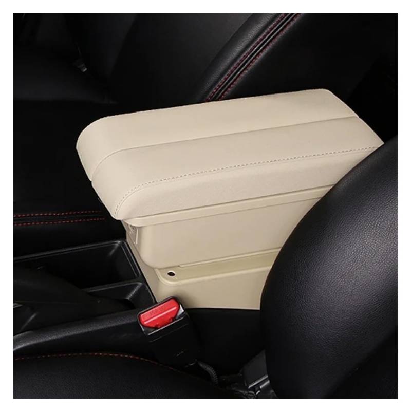 Armlehnenbox Für Suzuki Für Swift 2005-2020 Armlehnenbox Universal Car Center Console Modifikationszubehör Doppelt Erhöht Mit USB Mittelarmlehne(B-Beige) von TjOta