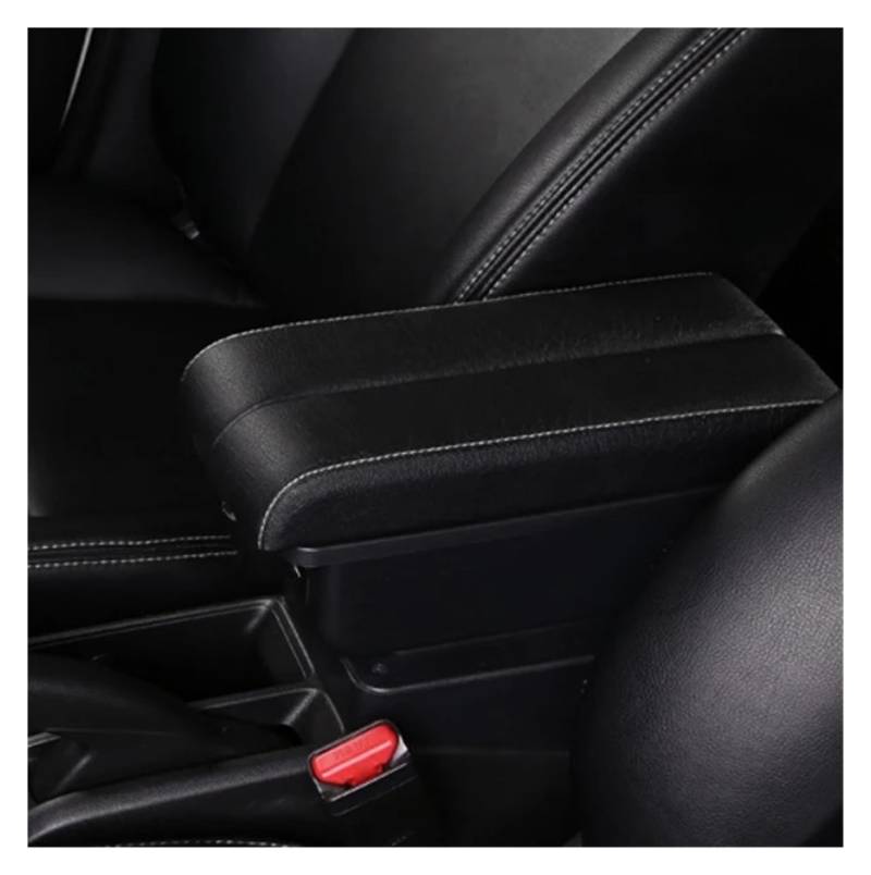 Armlehnenbox Für Suzuki Für Swift 2005-2020 Armlehnenbox Universal Car Center Console Modifikationszubehör Doppelt Erhöht Mit USB Mittelarmlehne(B-Black White line) von TjOta