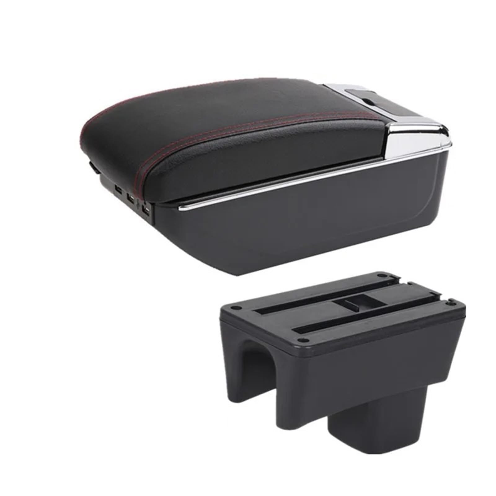 Armlehnenbox Für Suzuki Für Swift 2005-2024 Armlehnenbox Autoarmlehne Autozubehör Innendetails Aufbewahrungsbox Nachrüstteile Mittelarmlehne(C red line 7USB) von TjOta