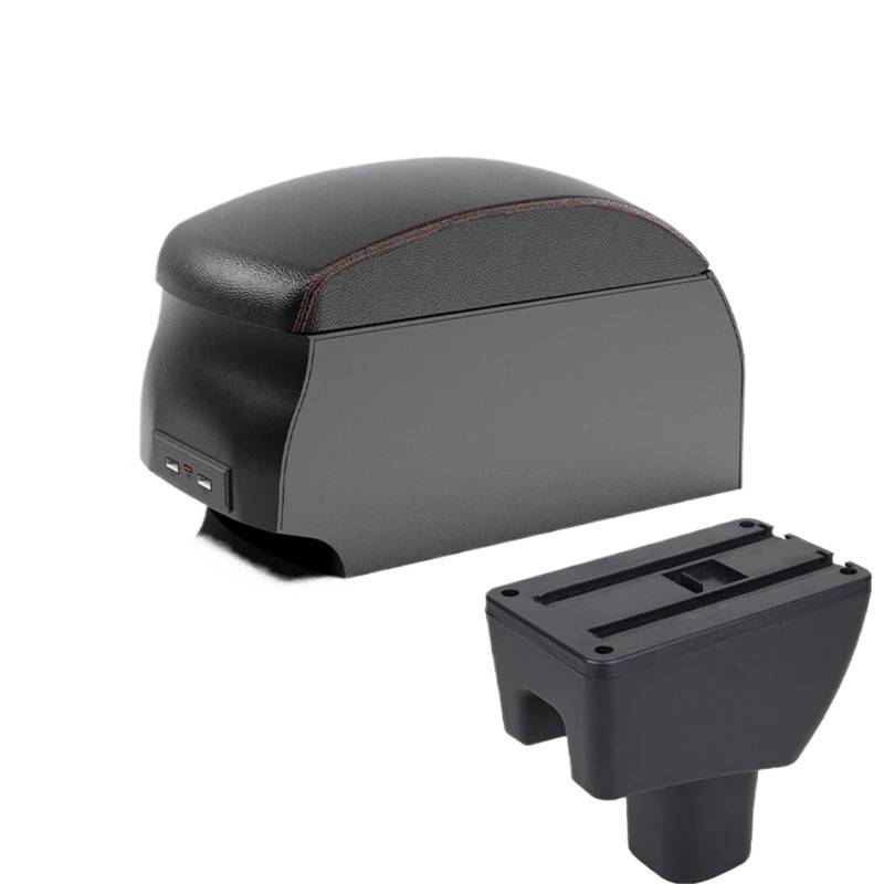 Armlehnenbox Für Toyota Für Agya Für Wigo Armlehnenbox Autoarmlehne Zentrale Aufbewahrungsbox Nachrüstung Mit USB-Ladeautozubehör Mittelarmlehne(B1 Black Red Double) von TjOta
