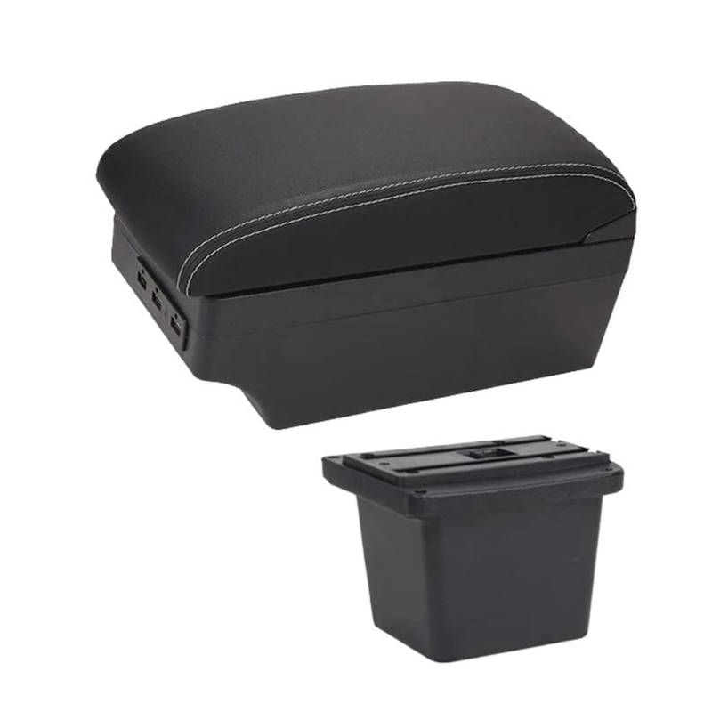 Armlehnenbox Für Toyota Für Corolla Für Verso Armlehne Box Zentrale Speicher Inhalt Box Mit USB-schnittstelle Mittelarmlehne(C-Black White line) von TjOta