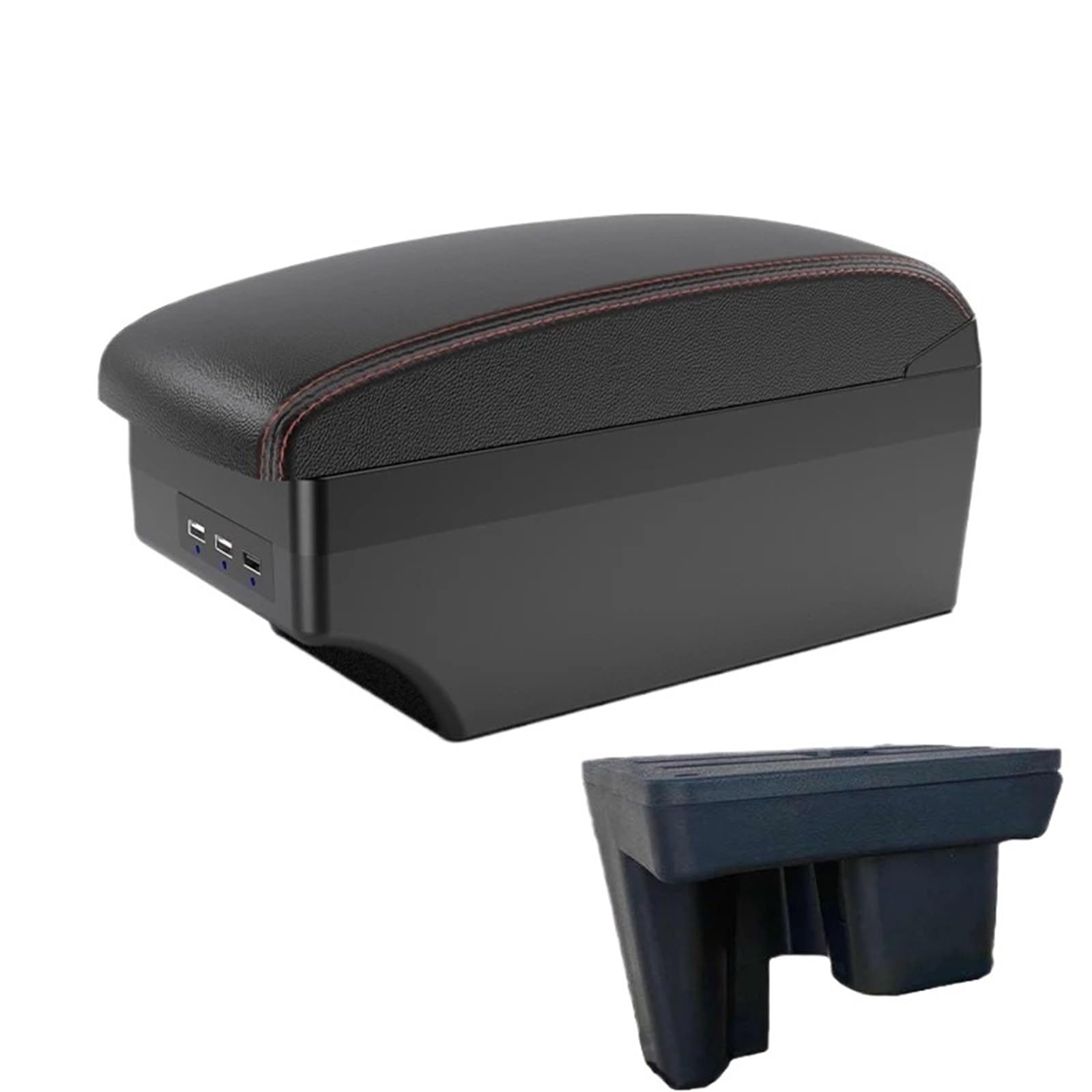 Armlehnenbox Für Toyota Für Hilux Für Armlehnenbox Nachrüstung Innenteile Auto Armlehne Aufbewahrungsbox Autozubehör Mit USB Und Getränkehalter Mittelarmlehne(A1 red line 7 USB) von TjOta